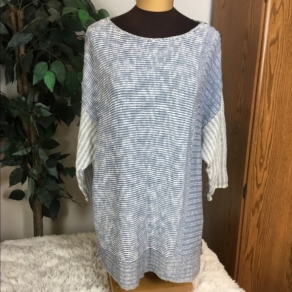 STYLE & Co Woman 1X blue/white 3/4 sleeve sweater - Picture 1 of 10